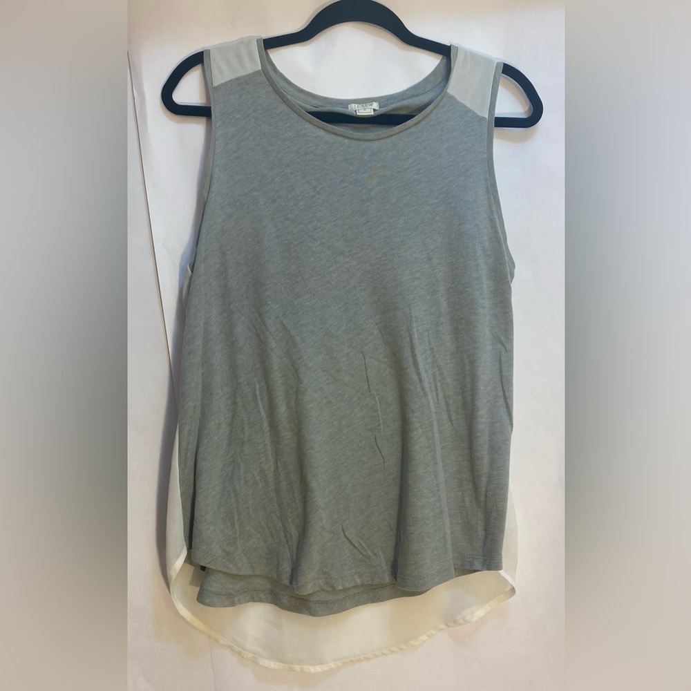 J.Crew Womens Gray Mixed Media Chiffon Back Sleeveless Tank Top‎ C4987 Size S